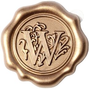 Antique Gold Initial Alphabet Adhesive Wax Seal Stickers - Pack of 50 - Letter Wax Seals for Thanksgiving Card/Gift Wrap/Wedding Engagement Party Invitation - Letter W