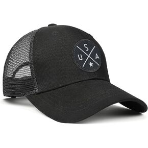 City Flat Brim Snapback Trucker Hat Mesh Hip Hop Flat Bill hat for Men & Women Unite State Adjustable Baseball Cap
