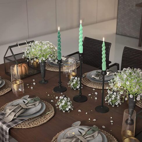 MAITREYA Olive Green Taper Candles Stick Spiral Twisted Candles-Set of 12 for Decoration Weddings Party Church-Unscented Dripless Candles,10inch(F-Olive) in Saudi Arabia