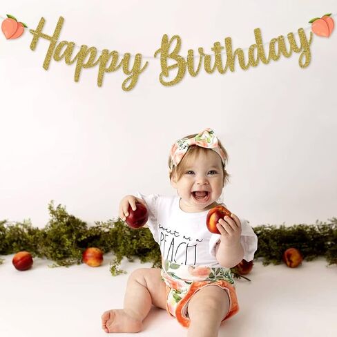 Peach Theme Baby Birthday Banner-1st Birthday High Chair Banner Peach Theme Party，One Sweet Peach Birthday Decorations, Crush Cake Photo Props Background in Saudi Arabia
