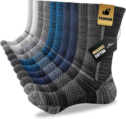 Men's Cotton Crew Work Socks, 5 Pairs Cushioned Boot Socks,Moisture Wicking Athletic Socks for Hiking Sports Running in Saudi Arabia