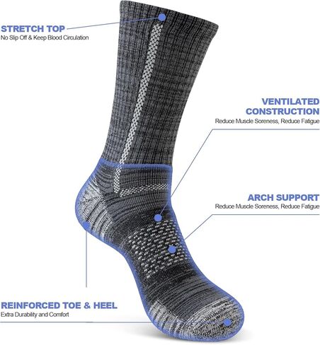 Men's Cotton Crew Work Socks, 5 Pairs Cushioned Boot Socks,Moisture Wicking Athletic Socks for Hiking Sports Running in Saudi Arabia