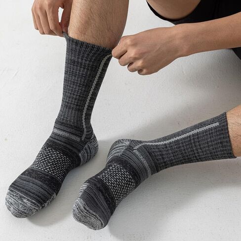 Men's Cotton Crew Work Socks, 5 Pairs Cushioned Boot Socks,Moisture Wicking Athletic Socks for Hiking Sports Running in Saudi Arabia