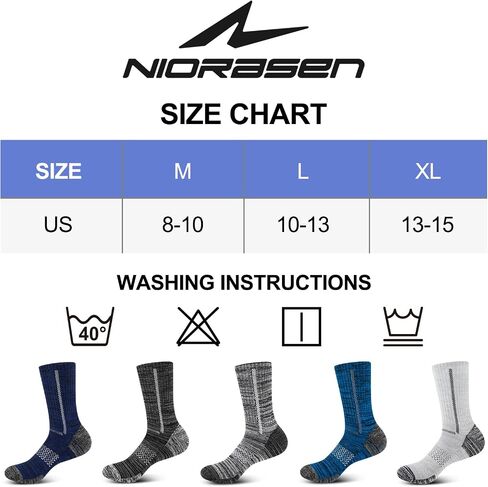 Men's Cotton Crew Work Socks, 5 Pairs Cushioned Boot Socks,Moisture Wicking Athletic Socks for Hiking Sports Running in Saudi Arabia