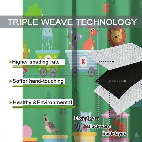 Kids Alphabet ABC Blackout Curtains, Cartoon Animal Colorful Crayon Classroom Printed Window Drapes, for Children Boys Girls Living Room Bedroom 21(W)*45(L) 2 Panels in Kuwait