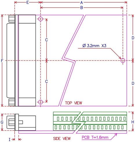 إلكترونيات-صالون زاوية يمنى نحيفة D'SUB DB44HD ذكر رأس لوحة القطع الوحدة الطرفية، موصل DSUB للكتلة الطرفية. in Kuwait