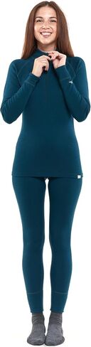 مجموعة نسائية من طبقة أساسية من صوف ميرينو من Merino.tech - سترة وجزء سفلي من صوف ميرينو متوسط ​​الوزن بنصف سحاب in Kuwait