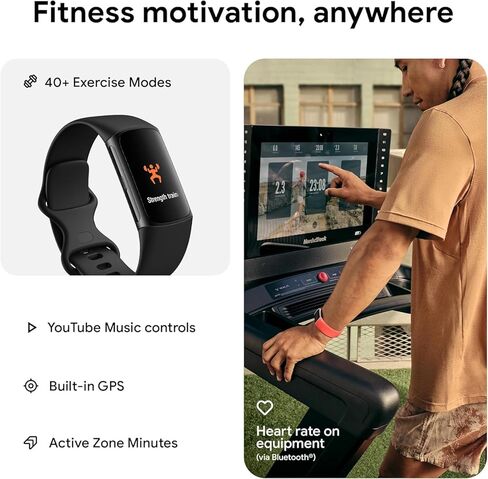 Fitbit Charge 6 Activity Tracker Heart Rate Monitoring, 7-Day Battery, Integrated Google Apps, Maps & Wallet, in-Depth Health Insights, Activity & Sleep Analysis, S & L Bands Included, Obsidian/Black in Saudi Arabia