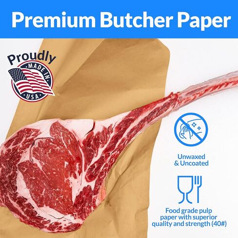 Made in USA | Bulk Value 24 in x 350 ft (4200 in) Reli. Brown Butcher Paper Roll | Food Grade Kraft Paper for BBQ | Butcher Paper for Smoking Meat | Unwaxed, Meat Wrapping, Meat Smoking (Brown) in Saudi Arabia