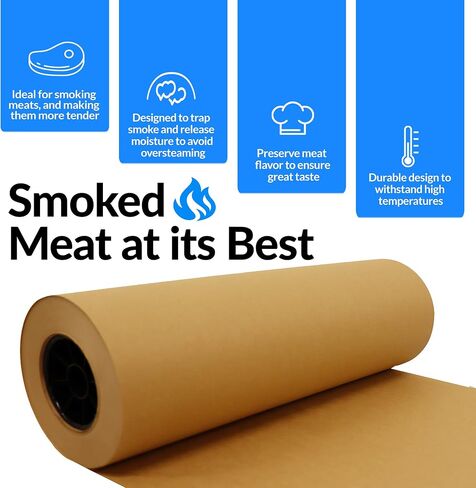 Made in USA | Bulk Value 24 in x 350 ft (4200 in) Reli. Brown Butcher Paper Roll | Food Grade Kraft Paper for BBQ | Butcher Paper for Smoking Meat | Unwaxed, Meat Wrapping, Meat Smoking (Brown) in Saudi Arabia
