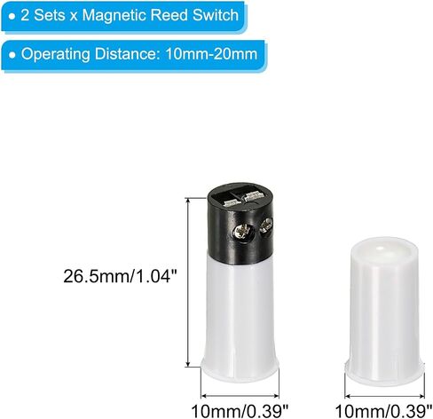 PATIKIL Magnetic Reed Switch, 2 Pack NC Wired Recessed Door Sensor Window Contact Switch for Alarm System, White Black in Saudi Arabia