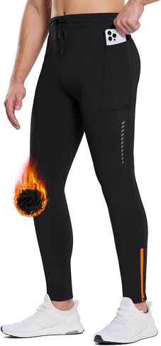 BALEAF Men's Thermal Running Tights Winter Cycling Pants Fleece Lined Compression Leggings Zipper Pockets Cold Weather Gear in Saudi Arabia
