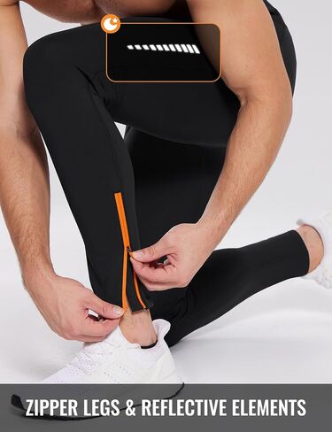 BALEAF Men's Thermal Running Tights Winter Cycling Pants Fleece Lined Compression Leggings Zipper Pockets Cold Weather Gear in Saudi Arabia