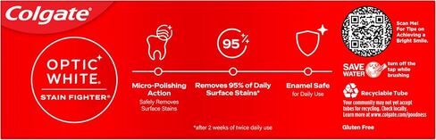 Colgate Optic White Stain Fighter Teeth Whitening Toothpaste, Anticavity Fluoride Toothpaste for Whitening Teeth, Helps Remove Daily Surface Stains, Clean Mint Paste, 4 Pack, 4.2 oz in Saudi Arabia