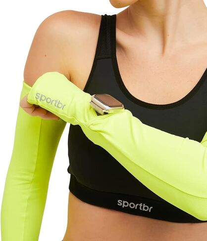 SportBR Arm Sleeves with Opening for Fitness Tracker, Thumb Hole, Arm Sleeves for Men & Women Sports, UV Protection Thermal in Saudi Arabia