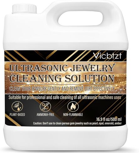 Ultrasonic Jewelry Cleaner Solution, Powerful Jewelry Cleaner Concentrate with Plant Based Formula, Safe and Non-toxic Cleaning for Diamond, Gem, Gold, Silver Ring.15.6 oz in Kuwait