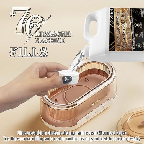 Ultrasonic Jewelry Cleaner Solution, Powerful Jewelry Cleaner Concentrate with Plant Based Formula, Safe and Non-toxic Cleaning for Diamond, Gem, Gold, Silver Ring.15.6 oz in Saudi Arabia