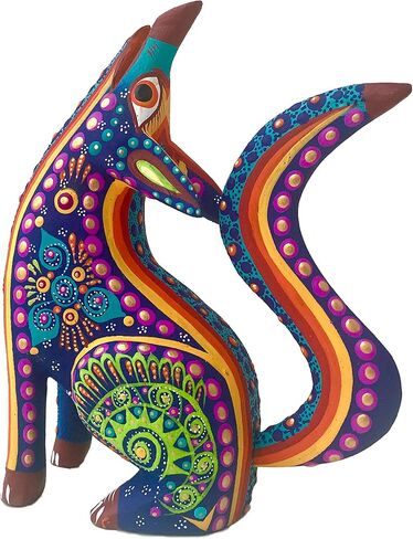 ALKIMIA INC Mexican Alebrije Howling Coyote Wood Carving Handcrafted Sculpture (Black) in Saudi Arabia