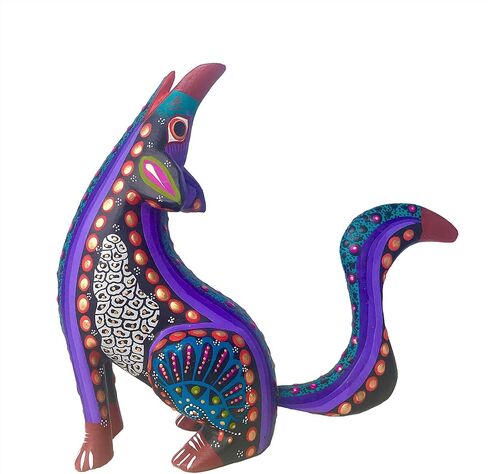 ALKIMIA INC Mexican Alebrije Howling Coyote Wood Carving Handcrafted Sculpture (Black) in Saudi Arabia