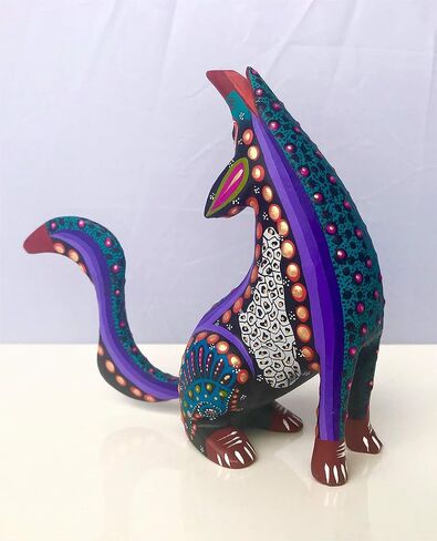 ALKIMIA INC Mexican Alebrije Howling Coyote Wood Carving Handcrafted Sculpture (Black) in Saudi Arabia