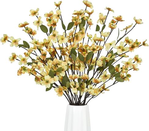 Artflower 6 Pack Artificial Silk Plum Blossom 23.6’’ Fake Plum Flower Stems Faux Cherry Flowers Cherry Blossom Branches Arrangement for Table Centerpieces Home Wedding Party Decoration, Orange in Saudi Arabia