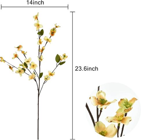 Artflower 6 Pack Artificial Silk Plum Blossom 23.6’’ Fake Plum Flower Stems Faux Cherry Flowers Cherry Blossom Branches Arrangement for Table Centerpieces Home Wedding Party Decoration, Orange in Saudi Arabia