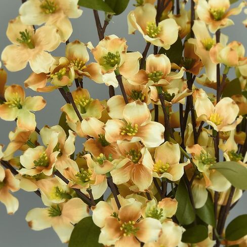 Artflower 6 Pack Artificial Silk Plum Blossom 23.6’’ Fake Plum Flower Stems Faux Cherry Flowers Cherry Blossom Branches Arrangement for Table Centerpieces Home Wedding Party Decoration, Orange in Saudi Arabia