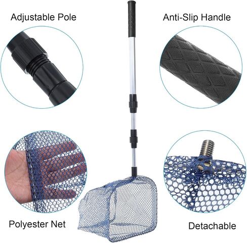 PATIKIL Telescopic Table Tennis Ball Picker, Aluminum Alloy Portable Ping Pong Ball Pick Up Net Bag for Balls Picking, Blue in Saudi Arabia