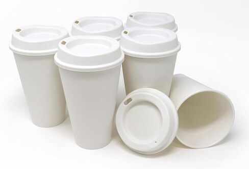 Rolling Sands USA Made 16 oz Reusable Coffee Cups with Lids 6 Pk, To Go Travel Cups, Hot or Cold Drinks, Dishwasher and Microwave Safe, Black in Saudi Arabia