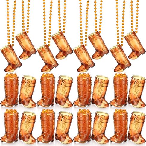 Sieral Boot Shot Glasses on Beaded Necklace Plastic Cowgirl Shot Glass Cup Necklace Bride and Groom Supply for Bachelorette Carnival Party Birthday Wedding Supply(Transparent Rose, 12 Pcs) in Saudi Arabia