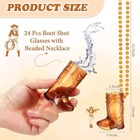 Sieral Boot Shot Glasses on Beaded Necklace Plastic Cowgirl Shot Glass Cup Necklace Bride and Groom Supply for Bachelorette Carnival Party Birthday Wedding Supply(Transparent Rose, 12 Pcs) in Saudi Arabia