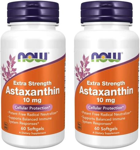 NOW Foods Astaxanthin 10mg 60 SoftGels (2 Pack) in Saudi Arabia