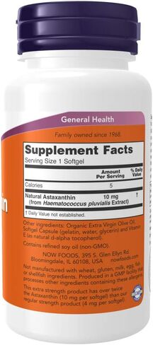 NOW Foods Astaxanthin 10mg 60 SoftGels (2 Pack) in Saudi Arabia
