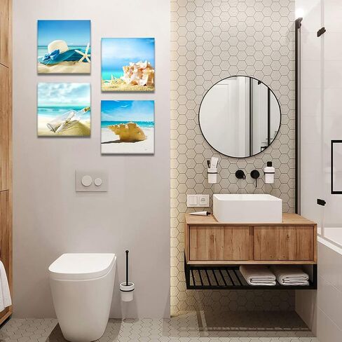 Artscope 4 قطع قماش يطبع جدار الفن - لوحة صورة النبيذ الرومانسية - عمل فني جداري حديث مؤطر للحمام ديكور المنزل والمكتب - 12 × 12 بوصة in Kuwait