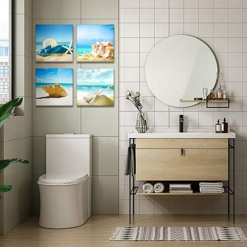 Artscope 4 قطع قماش يطبع جدار الفن - لوحة صورة النبيذ الرومانسية - عمل فني جداري حديث مؤطر للحمام ديكور المنزل والمكتب - 12 × 12 بوصة in Kuwait