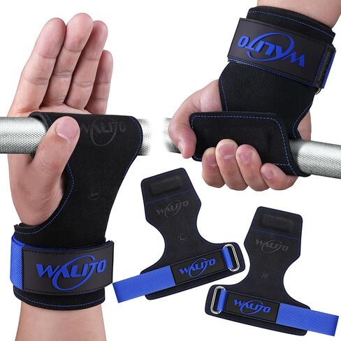 WALITO Wrist Straps for Weightlifting - Double Layer Leather Lifting Straps for Gym Deadlift and Powerlifting, with Adjustable Neoprene Padded Wrist Wraps for Men/Women Weight Lifting in Saudi Arabia