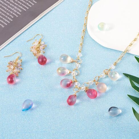 Beadthoven 200pcs 10 Colors Transparent Teardrop Glass Beads Mixed Top Drilled Colorful Water Drop Crystal Glass Beads Chandelier Pendants for DIY Jewelry Making Craft Supplies in Saudi Arabia