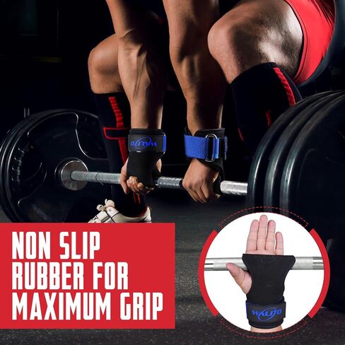 WALITO Wrist Straps for Weightlifting - Double Layer Leather Lifting Straps for Gym Deadlift and Powerlifting, with Adjustable Neoprene Padded Wrist Wraps for Men/Women Weight Lifting in Saudi Arabia