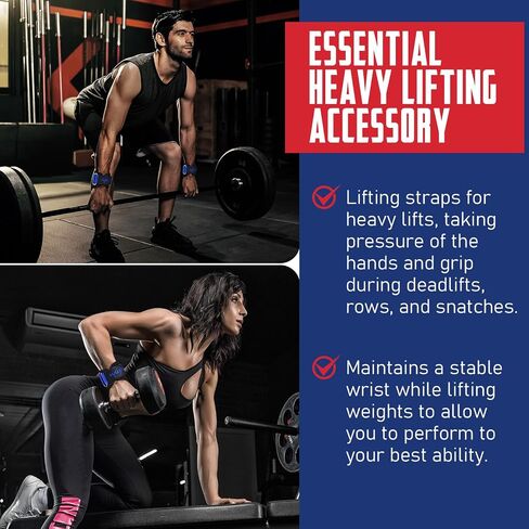 WALITO Wrist Straps for Weightlifting - Double Layer Leather Lifting Straps for Gym Deadlift and Powerlifting, with Adjustable Neoprene Padded Wrist Wraps for Men/Women Weight Lifting in Saudi Arabia