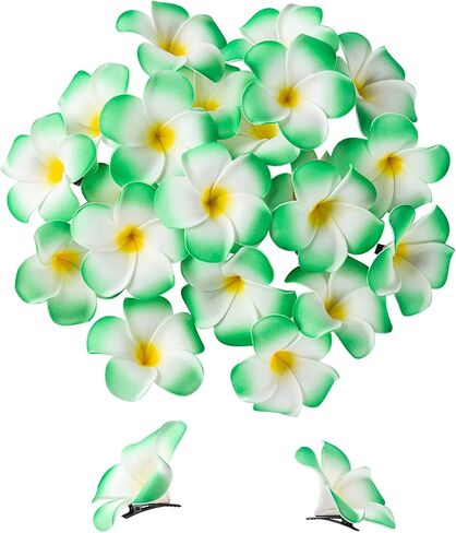 DuHouse 50Pcs 2.4" Foam Hawaiian Frangipani Artificial Plumeria Flowers Hat Hair Clips for Party Beach Vacation Home Wedding Decoration(Pink) in Saudi Arabia