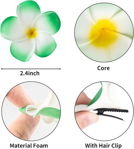DuHouse 50Pcs 2.4" Foam Hawaiian Frangipani Artificial Plumeria Flowers Hat Hair Clips for Party Beach Vacation Home Wedding Decoration(Pink) in Saudi Arabia
