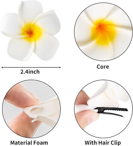 DuHouse 50Pcs 2.4" Foam Hawaiian Frangipani Artificial Plumeria Flowers Hat Hair Clips for Party Beach Vacation Home Wedding Decoration(Pink) in Saudi Arabia