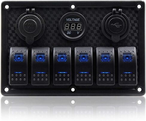 6 عصابة مقاوم للماء لوحة التبديل الروك مع تيار مستمر 5 فولت 3.1A شاحن USB مزدوج عرض الفولتميتر الرقمي تيار مستمر 12 فولت مقبس الطاقة للسيارة البحرية قارب RV مركبة شاحنة in Saudi Arabia