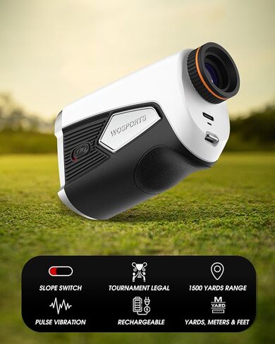 WOSPORTS Golf Rangefinder with Slope, 1500 Yards Laser Range Finder for Golfing/Hunting, 7X Magnification with Flag Pole Locking Vibration, Magnetic, Rechargeable, Feet/Meters/Yards Support in Kuwait