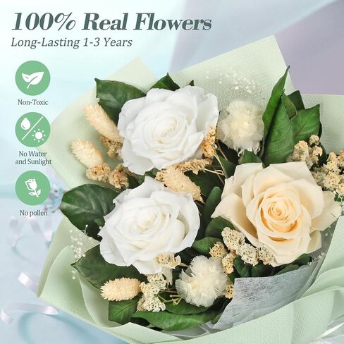 Bloom‘s Diary Preserved Flower Bouquet, Long Lasting Forever Roses Bouquet, Gift for Valentine's Day, Mother's Day, Anniversary, Birthday in Saudi Arabia