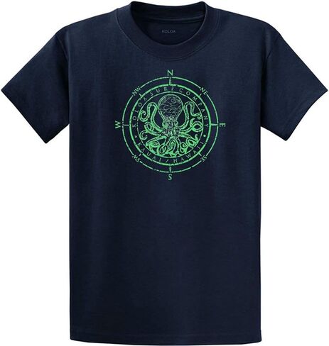 Joe's USA Koloa Surf Octopus Logo Mens Heavy Cotton T-Shirts in Regular, Big & Tall in Saudi Arabia