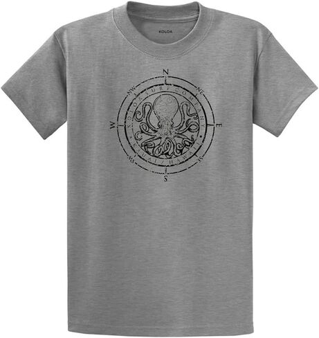 Joe's USA Koloa Surf Octopus Logo Mens Heavy Cotton T-Shirts in Regular, Big & Tall in Saudi Arabia