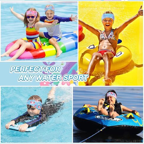 ceenna 8 قطع عصابات السباحة للأطفال حورية البحر يونيكورن لطيف الكرتون السباحة الأذن الفرقة قابل للتعديل للماء السباحة عقال الحفاظ على المياه خارج تأمين سدادات الأذن للأطفال البالغين in Kuwait