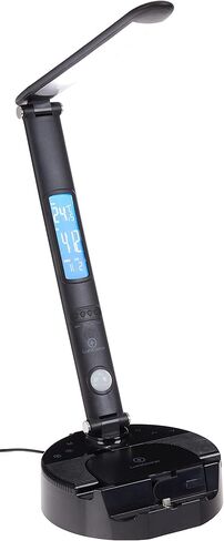 مصباح مكتبي ذكي LumiCharge مع شاحن لاسلكي، منفذ شحن USB، مصباح مكتب مع شاشة عرض رقمية لساعة، منبه، مصباح مكتبي قابل للطي متوافق مع iWatch، iPhone وAirpods in Kuwait