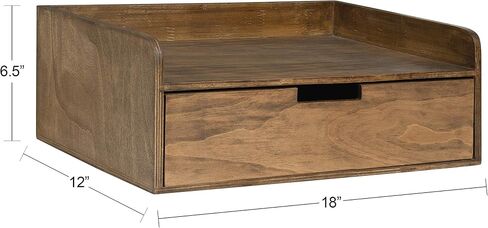 Kate and Laurel Kitt Modern Floating Wall Shelf Side Table with Drawer, 18" x 12" x 6.5", Black in Saudi Arabia